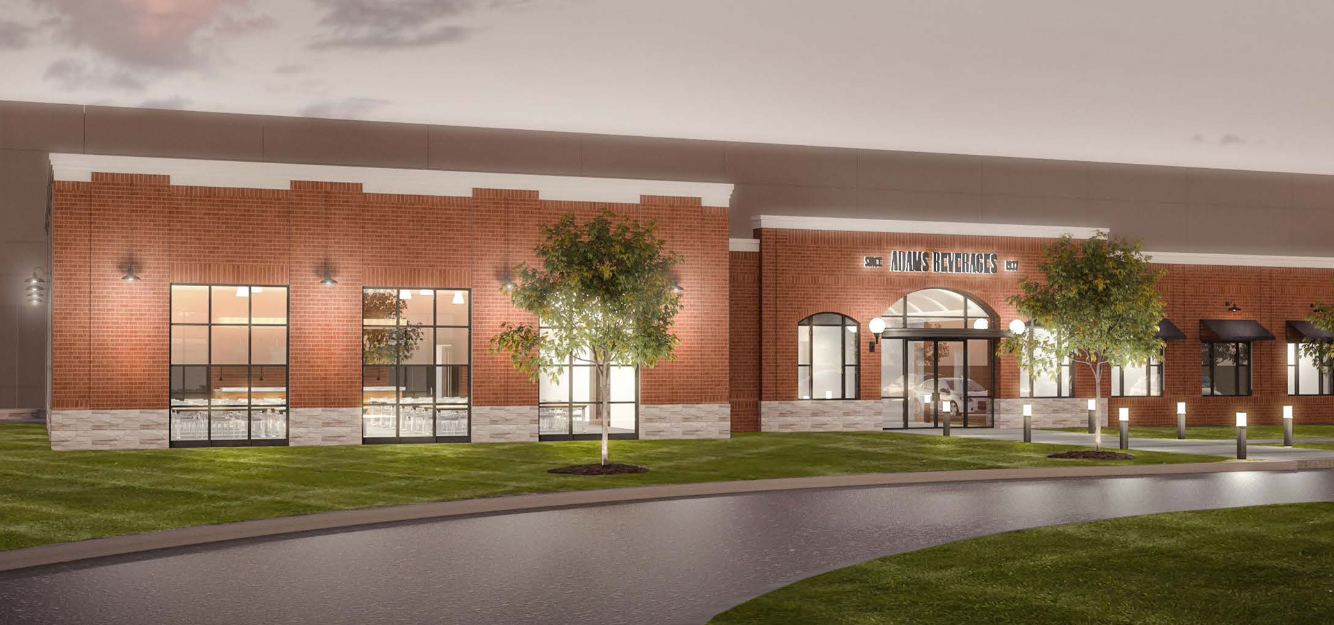 Rendering of Adams Beverages distribution facility to be completed in Opelika, Alabama
