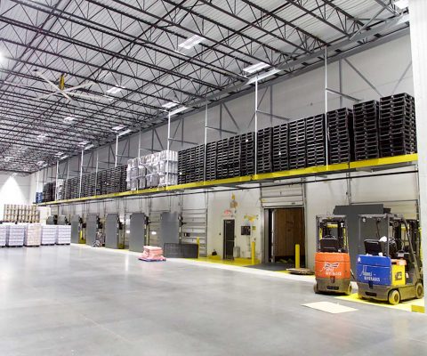 Interior view of loading dock at Adams Beverages