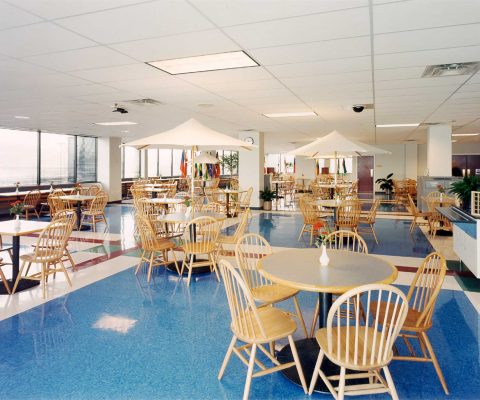 Full-service employee dining room at American Hotel Register Company corporate headquarters