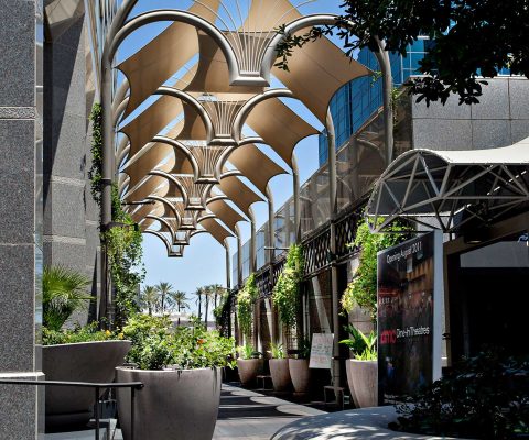 Aesthetic shade canopies at Camelback Esplanade plaza