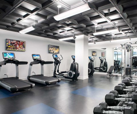 Exercise room at Central Station Apartments