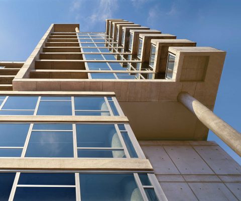 Floor-to-ceiling windows and private balconies at Contemporaine condominiums