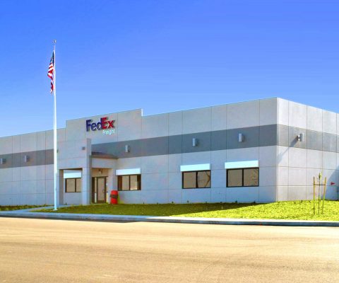 Main entrance at FedEx distribution center in Kettleman City, CA