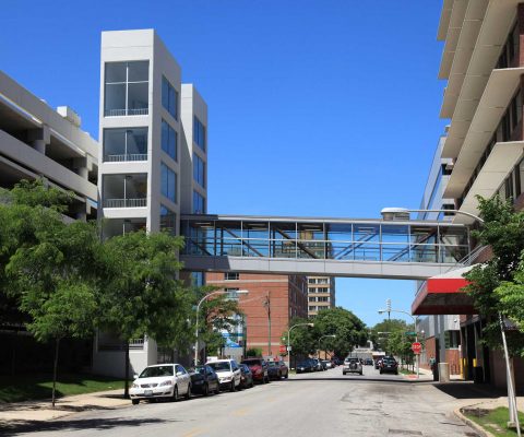 Pedestrian bridge at Lakeshore Medical Center