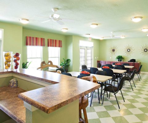 Dining room at Las Brisas Manor senior living facility