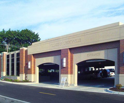 Libertyville Parking Deck entrance and exit