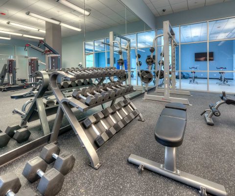 Fitness center at Midtown Square apartments
