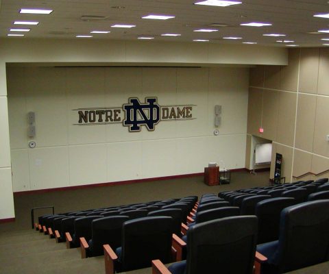 Team auditorium at Notre Dame Athletics Center