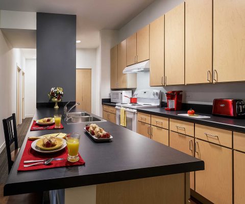 Kitchen at PhilHaven affordable and supportive living residence