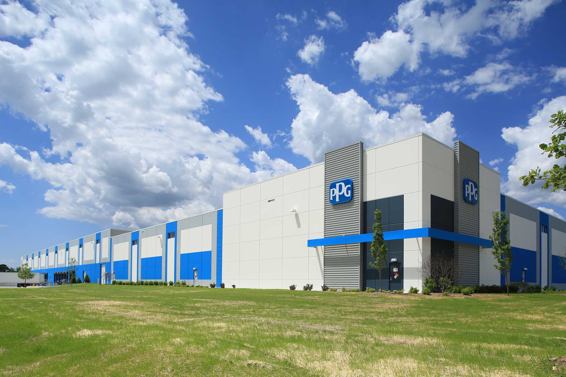Exterior of PPG Industries distribution facility