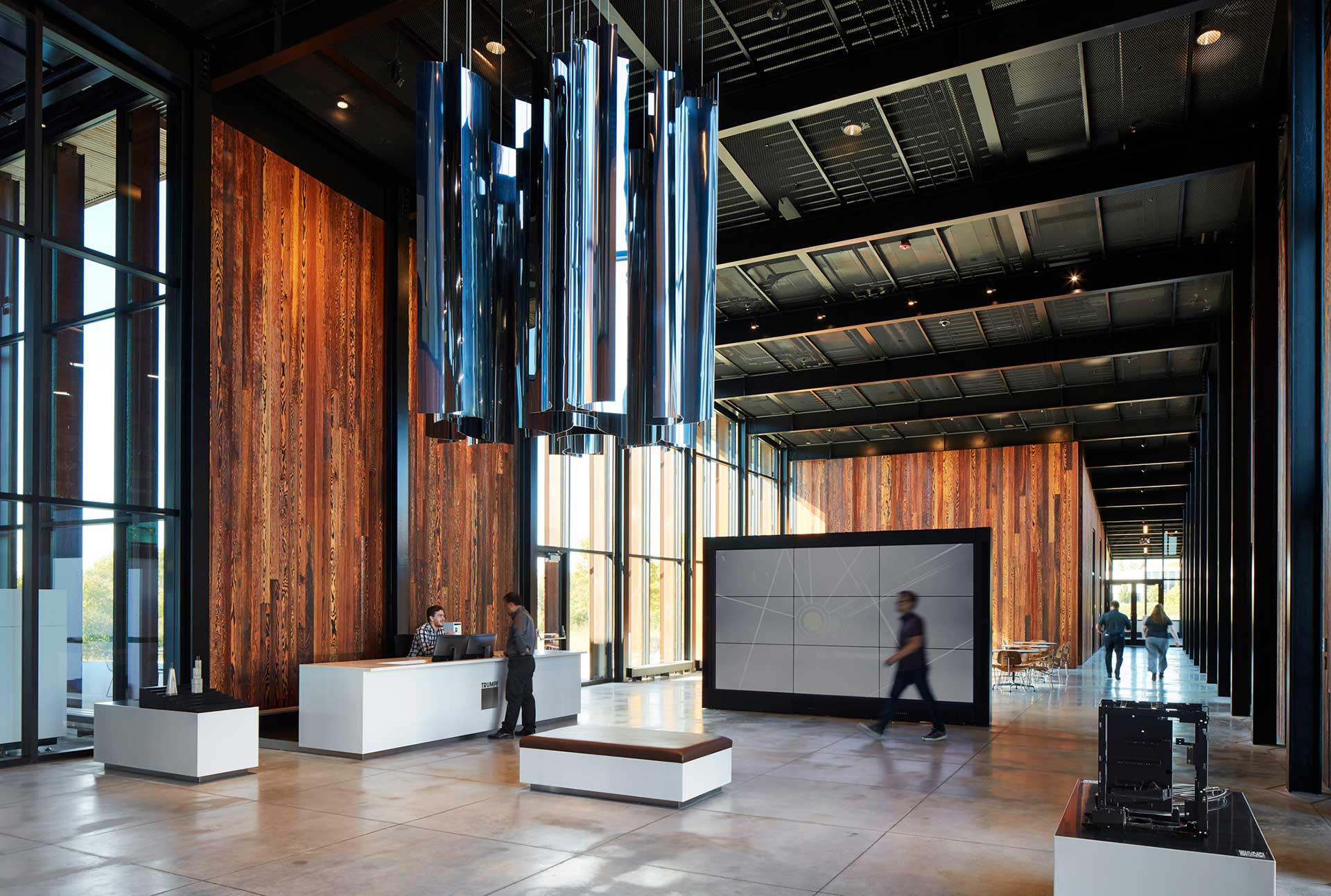 Lobby at Trumpf Smart Factory office and showroom facility