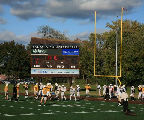 Football game on the field at Valparaiso