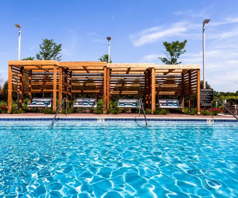 Resort-style swimming pool at Woodview Apartments