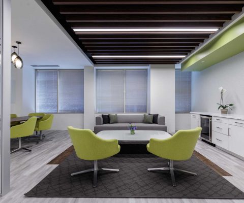 Open teaming area with contemporary seating and conference table
